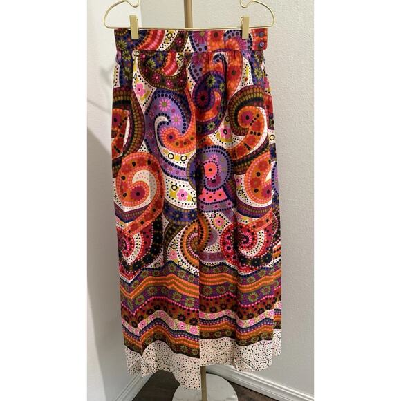 Vintage 60s Alex Coleman Flower Power Hippy Maxi Boho skirt Paisley Small - Picture 1 of 8